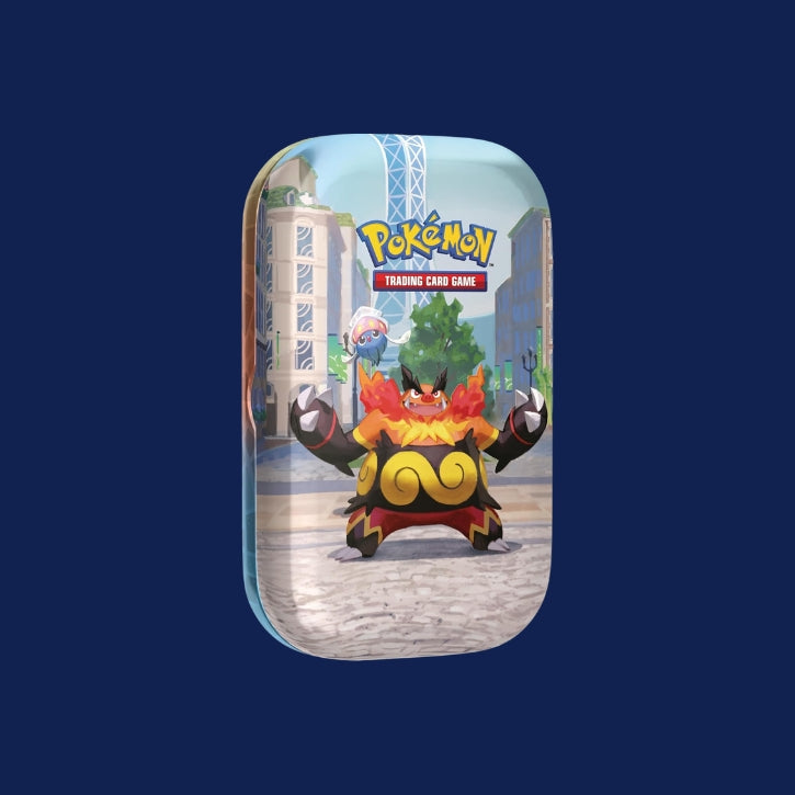 Pokémon-Sammelkartenspiel: Mini-Tin-Box Illumina City: Flambirex & Iscalar (2 Boosterpacks, 1 Bildkarte und 1 Stickerbogen)