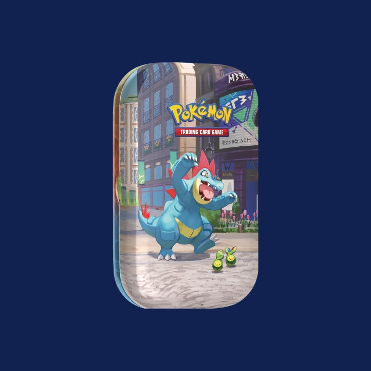 Pokémon-Sammelkartenspiel: Mini-Tin-Box Illumina City: Impergator & Knospi (2 Boosterpacks, 1 Bildkarte und 1 Stickerbogen)