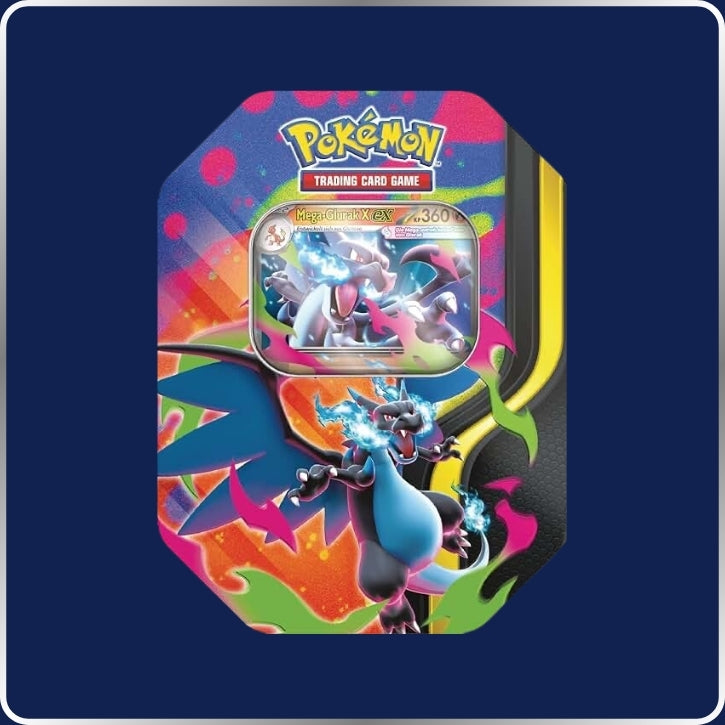Pokémon-Sammelkartenspiel: Tin-Box Mega-Glurak – Mega-Glurak X-ex (4 Boosterpacks und 1 holografische Promokarte)